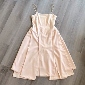 Vintage handmade Silk Wedding dress, Blush pink, sz 2